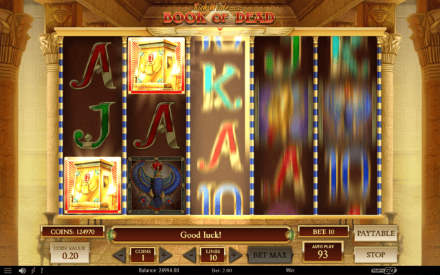 Die 10 Gewinnlinien des Spiels Gewinnlinien in Book of Dead